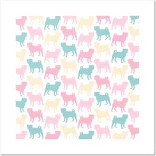 Pastel Pugs Pattern Posters and Art